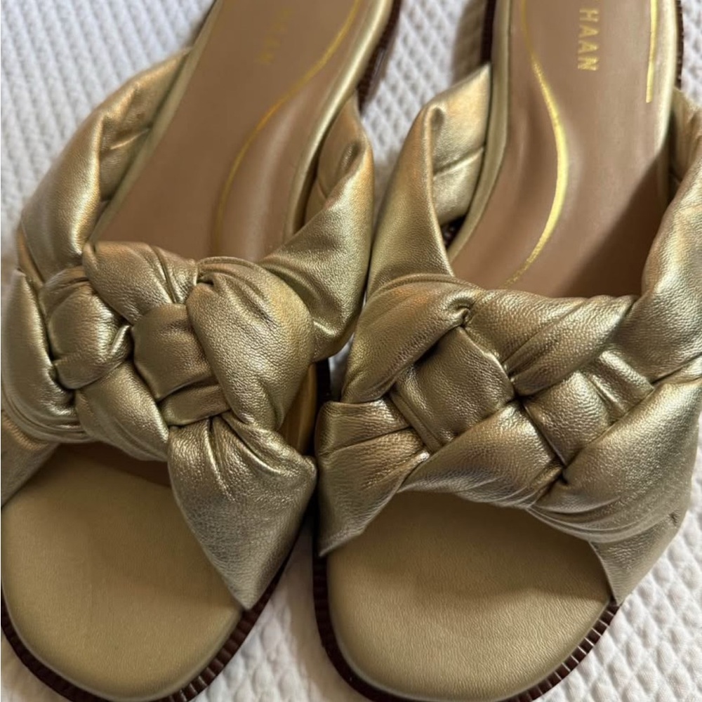 Cole Haan Women's Metallic Gold Knotted Sandals